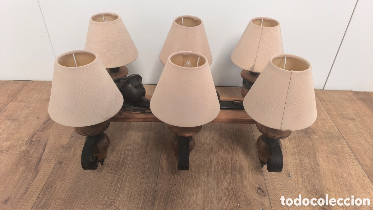 Antig&uuml;edades: LAMPARA DE TECHO MADERA RUSTICA - Foto 4