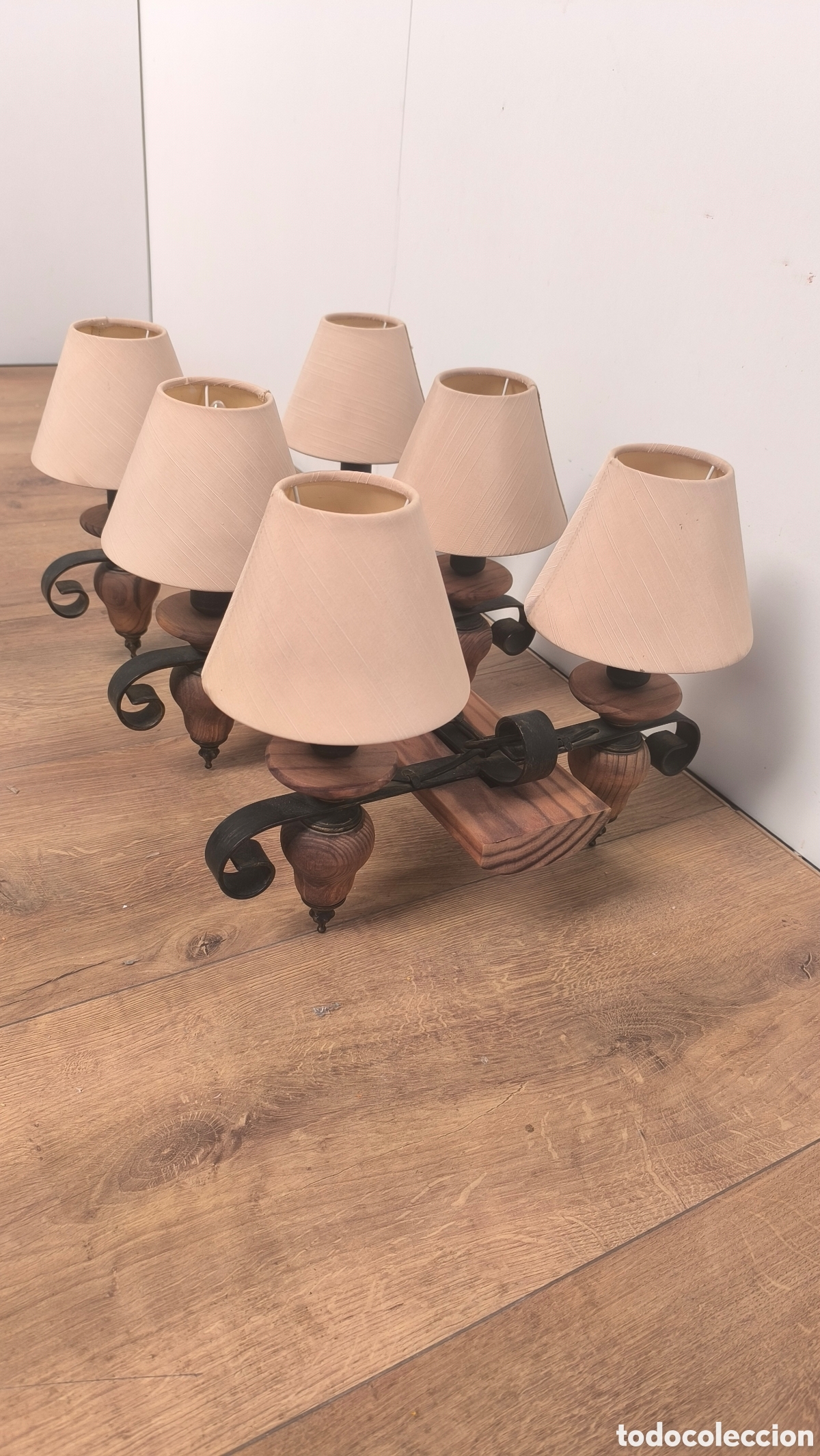 Antig&uuml;edades: LAMPARA DE TECHO MADERA RUSTICA - Foto 5