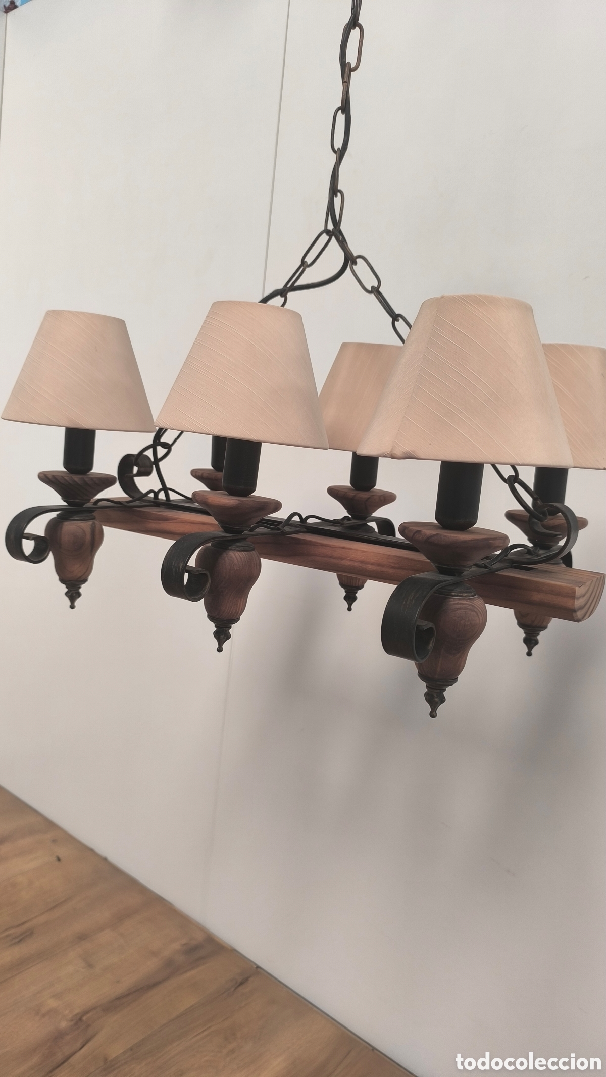 Antig&uuml;edades: LAMPARA DE TECHO MADERA RUSTICA - Foto 6
