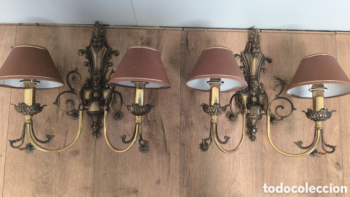 Antig&uuml;edades: L&Aacute;MPARAS APLIQUES DE PARED DE BRONCE - Foto 2
