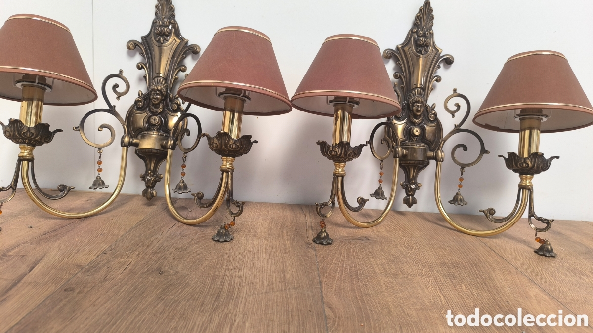 Antig&uuml;edades: L&Aacute;MPARAS APLIQUES DE PARED DE BRONCE - Foto 1