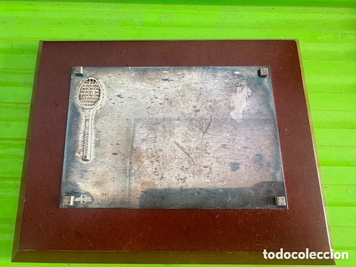 Antig&uuml;edades: Placa Alpaca Tenis 13x9 - Foto 1