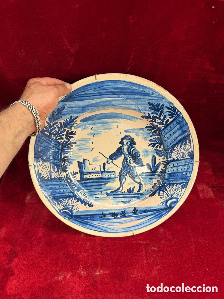 Antig&uuml;edades: Antiguo y gran plato ceramica Catalana!40 cm diametro