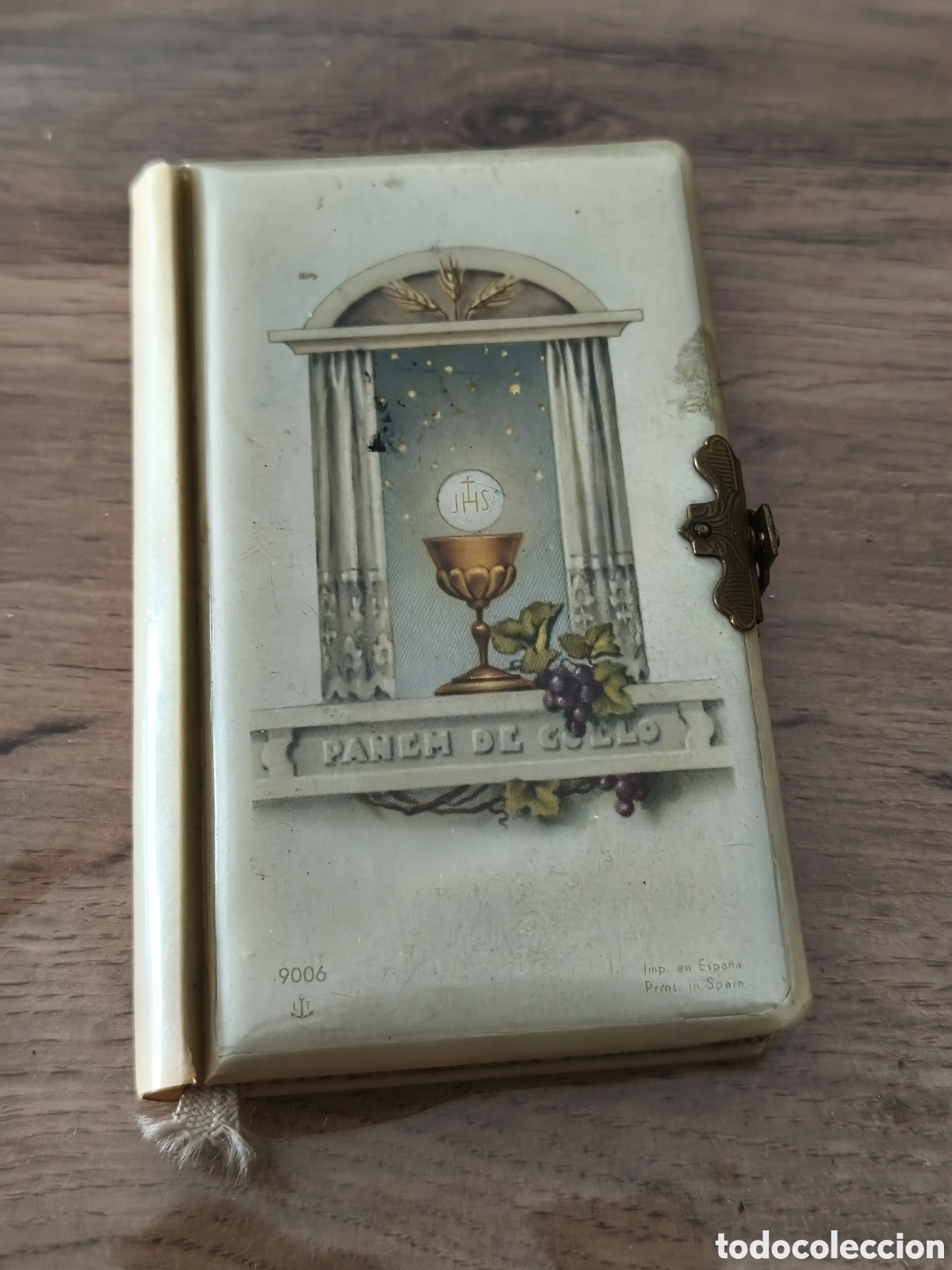 Antig&uuml;edades: Antiguo Misal de Primera Comuni&oacute;n - Panem de Coelo - Tapas N&aacute;car / Celuloide - Broche Dorado - A&ntilde;os