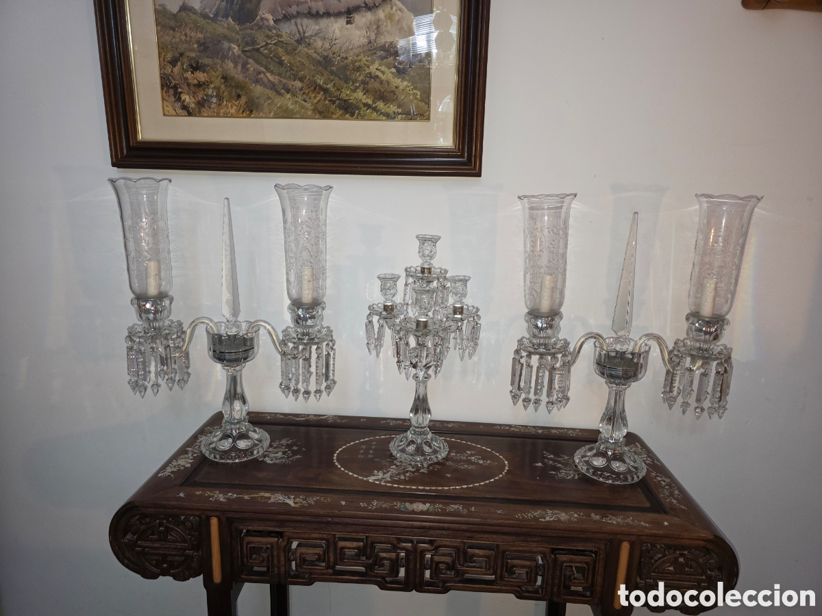 Antig&uuml;edades: Candelabros de cristal tallados