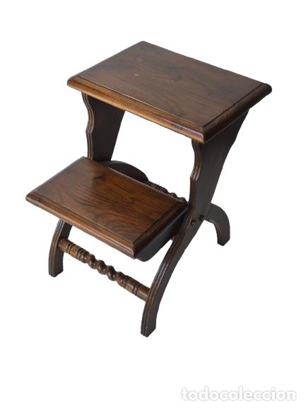 Antig&uuml;edades: Escalera de Biblioteca - Sello Almaz&aacute;n - Madera Maciza de Casta&ntilde;o - Vintage