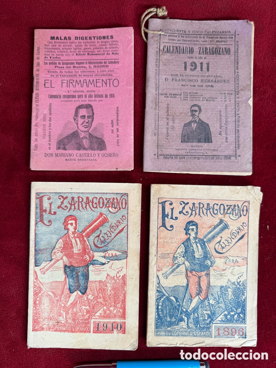 Antig&uuml;edades: Lote calendrios,El Zaragozano,1896-1911!
