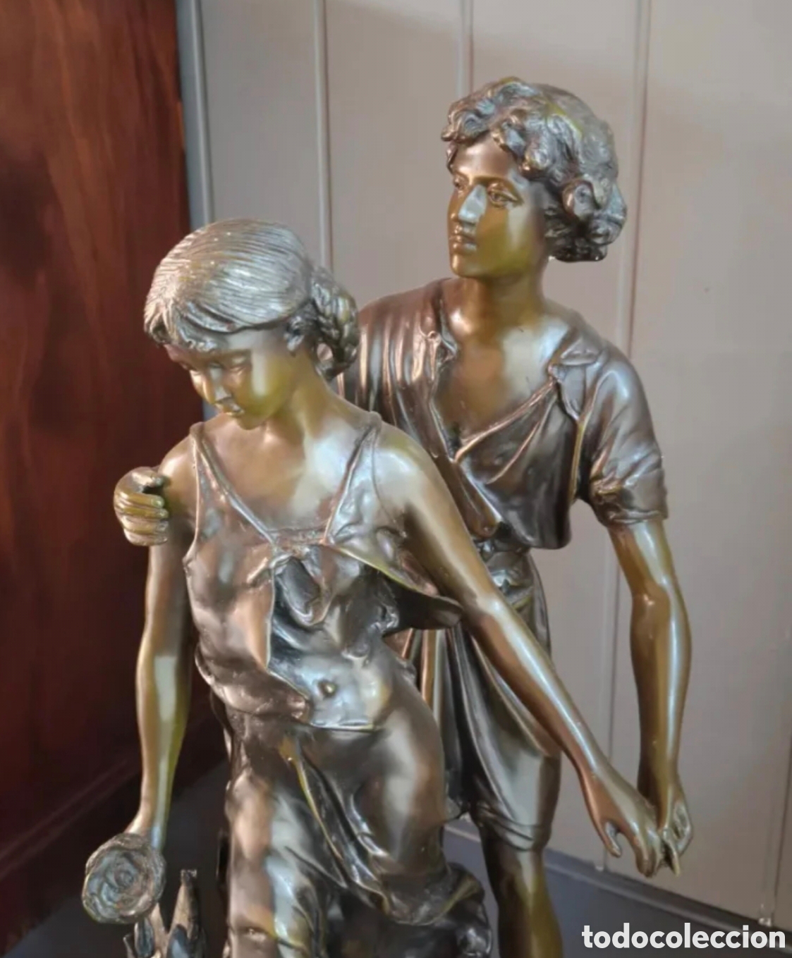 Antig&uuml;edades: Pareja de bronce de A. Moreau - Foto 2