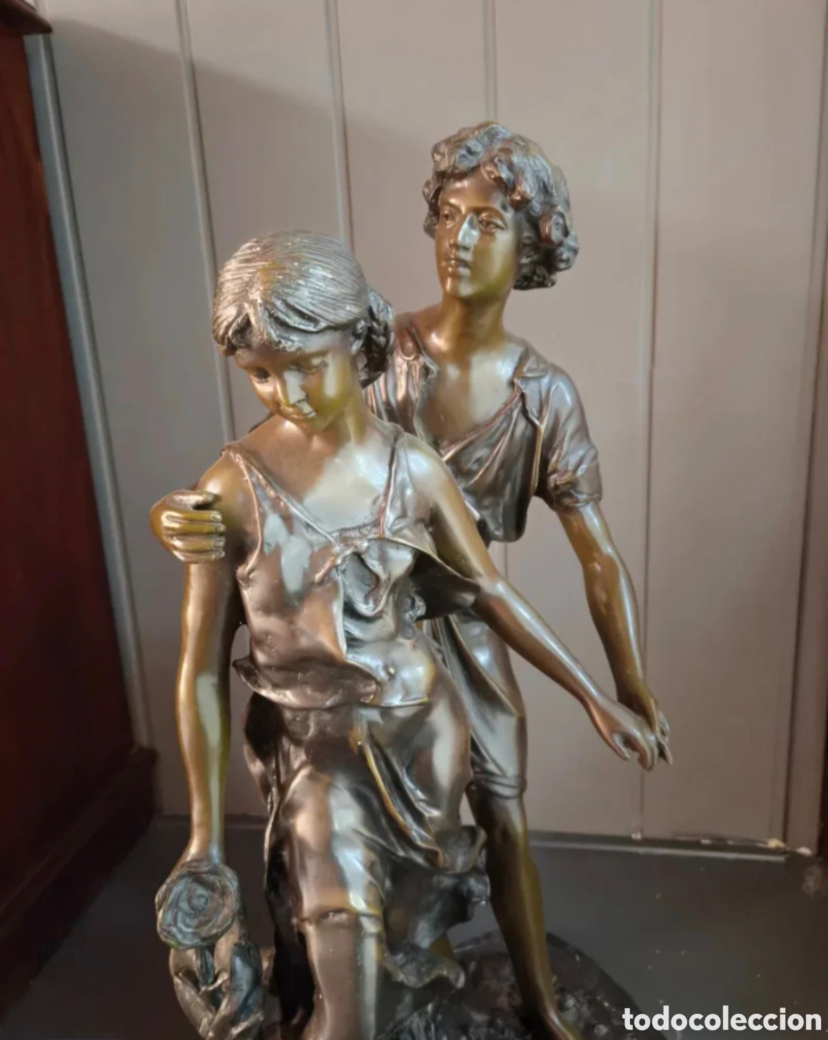 Antig&uuml;edades: Pareja de bronce de A. Moreau - Foto 4