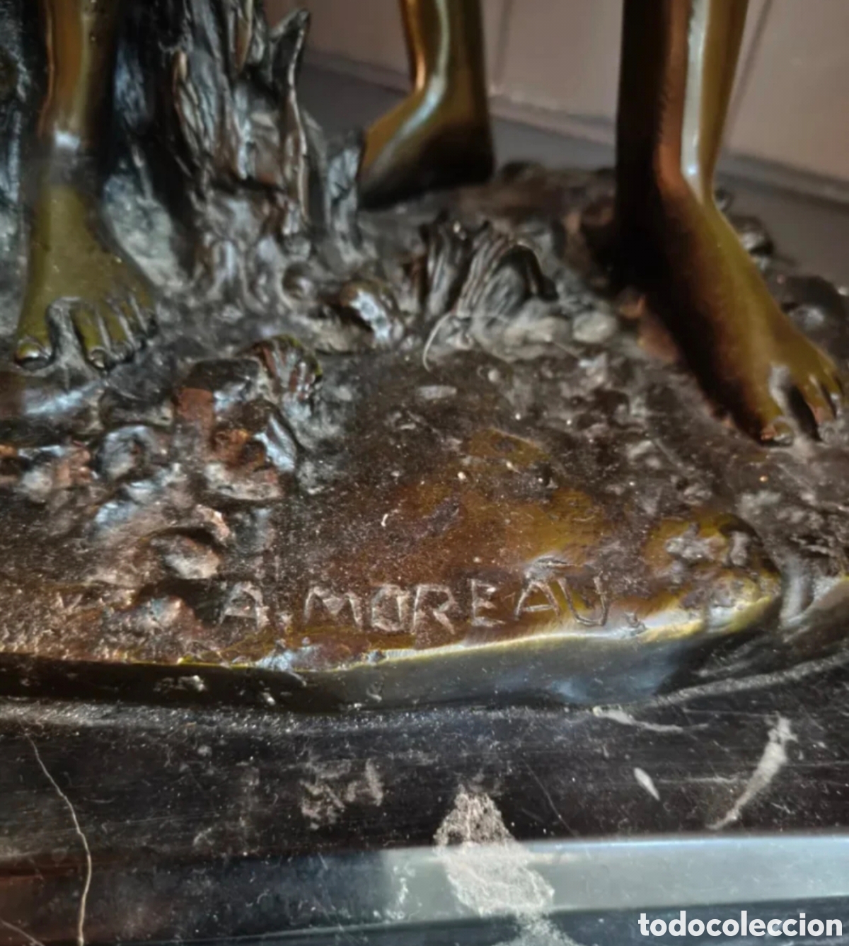 Antig&uuml;edades: Pareja de bronce de A. Moreau - Foto 6