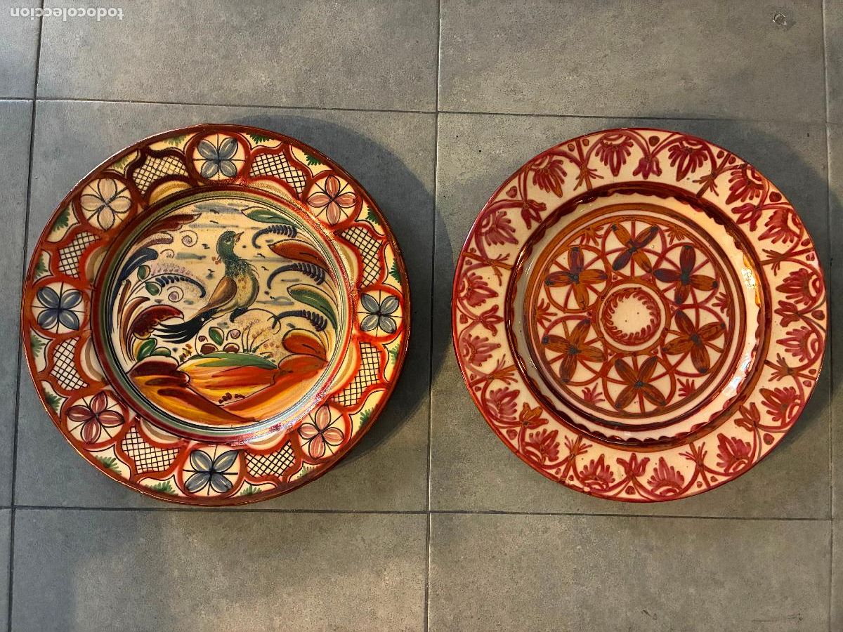 Antig&uuml;edades: Dos platos reflejos porcelana Pablo Sanguino Toledo miden 40 cm di&aacute;metro ver fotos
