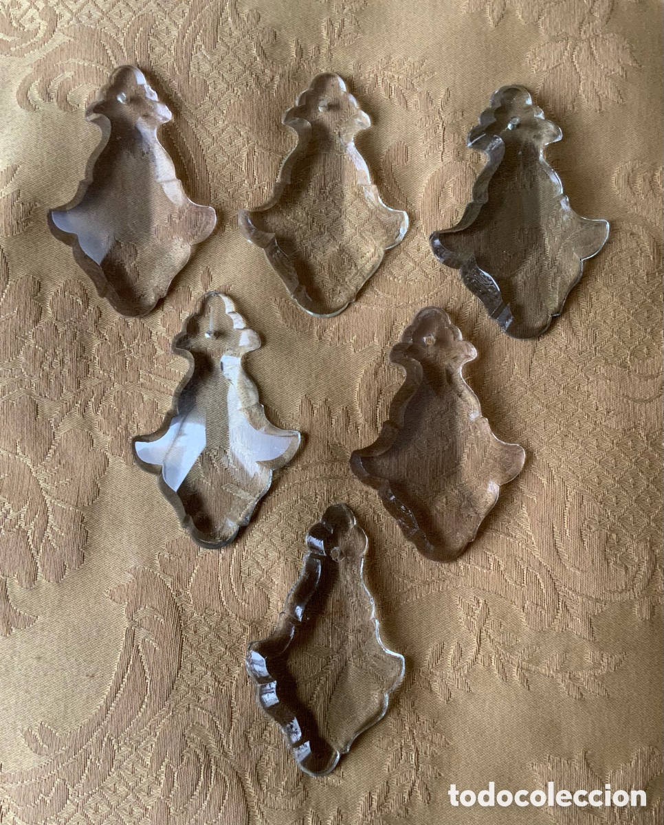 Antig&uuml;edades: 6 ANTIGUAS LAGRIMAS DE CRISTAL DE 8,5 CM X 5,5 CM