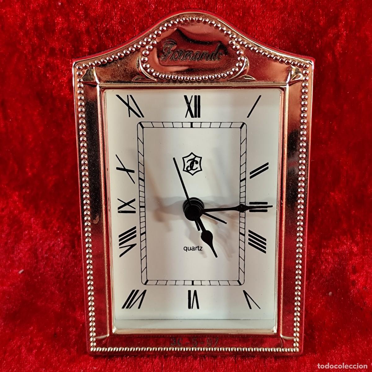 Antig&uuml;edades: RELOJ CON MARCO DE PLATA DE LEY - ISABEL CABANILLAS S.A. - QUARTZ - DESPERTADOR - PLATA 925