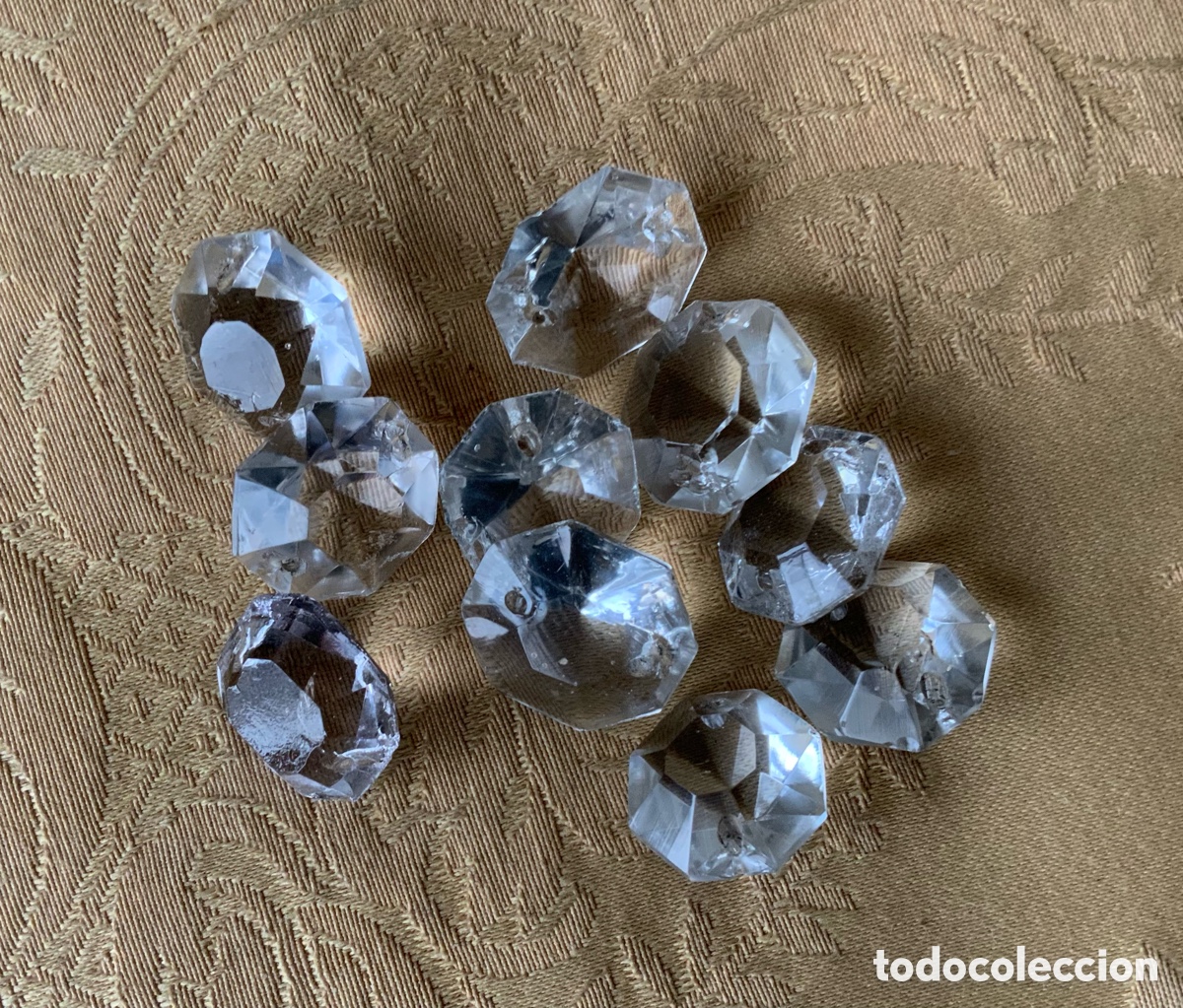 Antig&uuml;edades: 10 PIEZAS ANTIGUAS DE CRISTAL PARA L&Aacute;MPARA 2 CM
