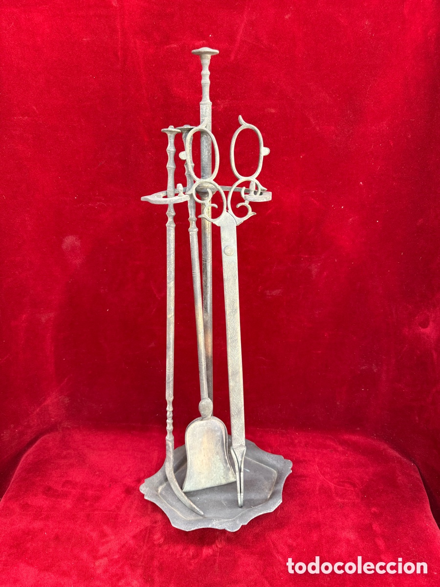Antig&uuml;edades: Antiguo juego de chimenea,de bronce!