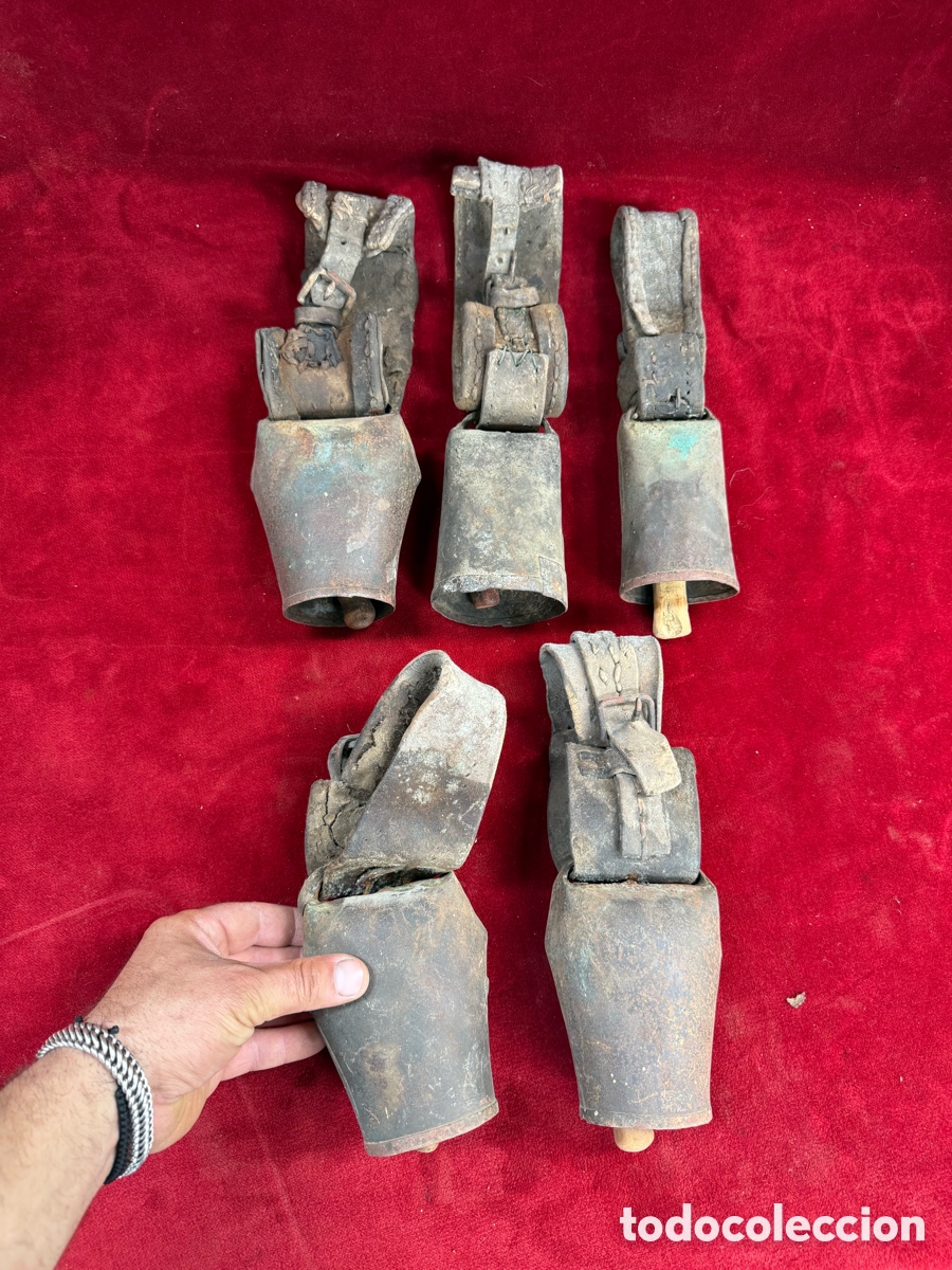 Antig&uuml;edades: Lote de 5 antiguos cencerros!