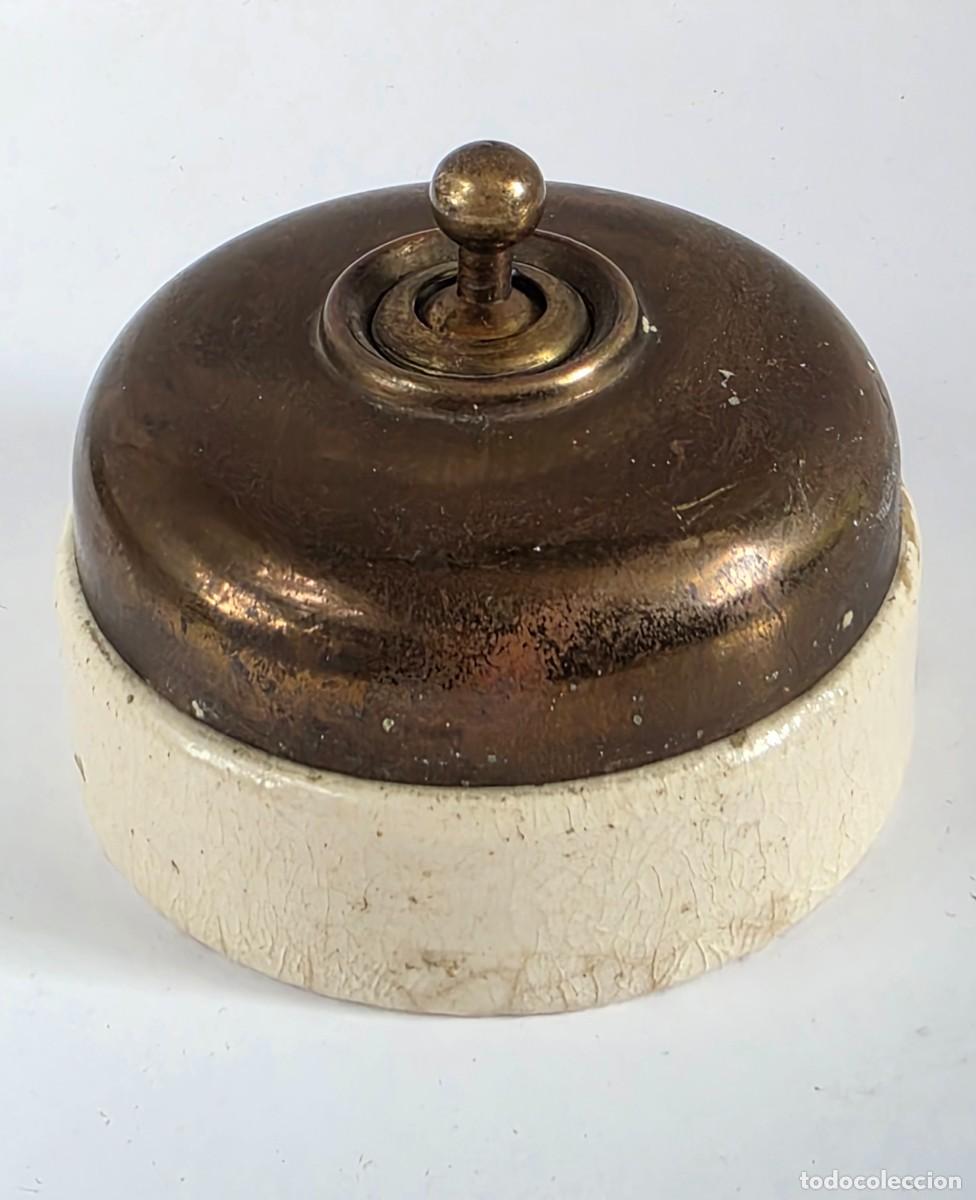 Antig&uuml;edades: Interruptor de Porcelana y Metal - Decoraci&oacute;n Vintage - Iluminaci&oacute;n Electricidad