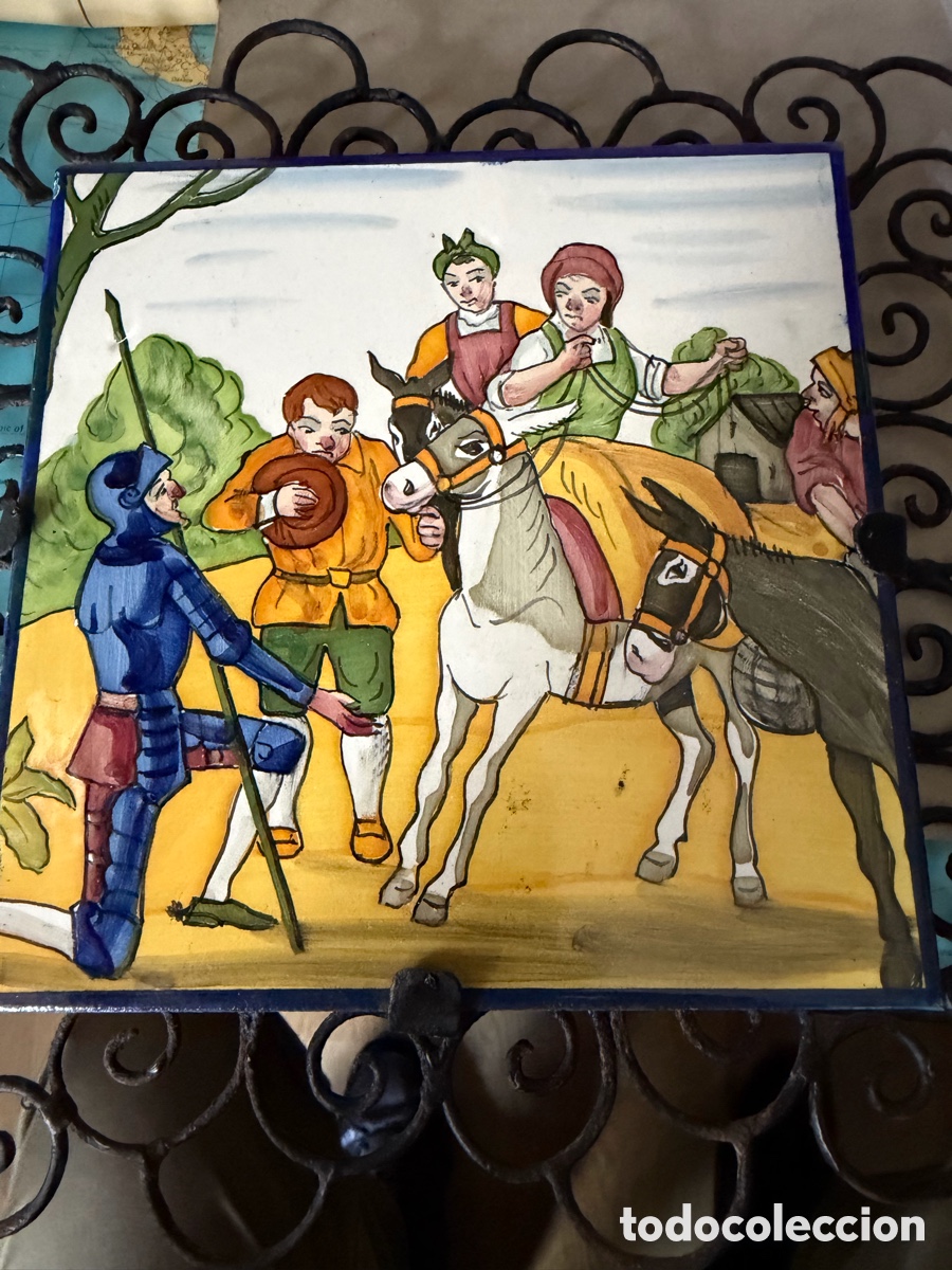 Antig&uuml;edades: Azulejo de Don Quijote de la f&aacute;brica El Siglo de mediados del siglo XX