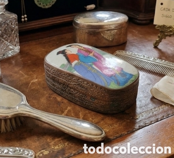 Antig&uuml;edades: S.XIX Exclusiva Caja Artesanal Porcelana, Plata