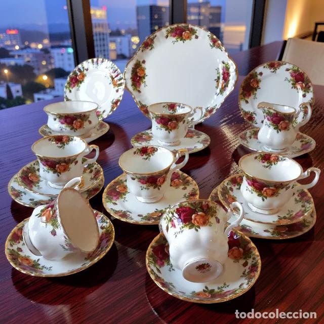 Antig&uuml;edades: Juego de Caf&eacute;/t&eacute; y Postre ROYAL ALBERT Old Country Rose para 6 personas