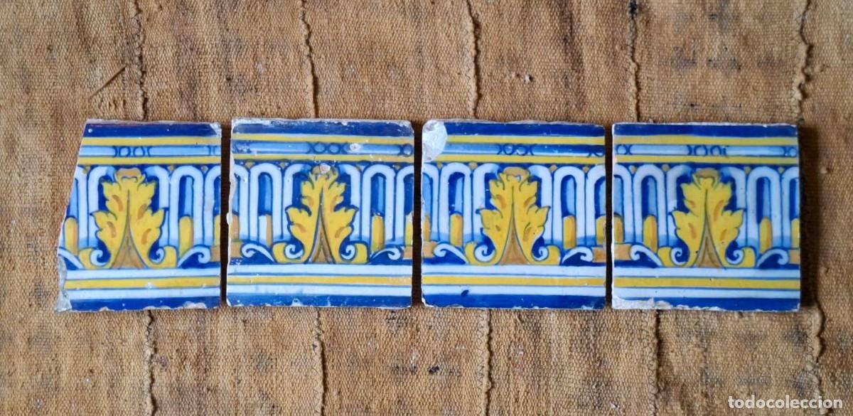 Antig&uuml;edades: CENEFA 4 AZULEJOS TALAVERA DE LA REINA S. XVI-XVII