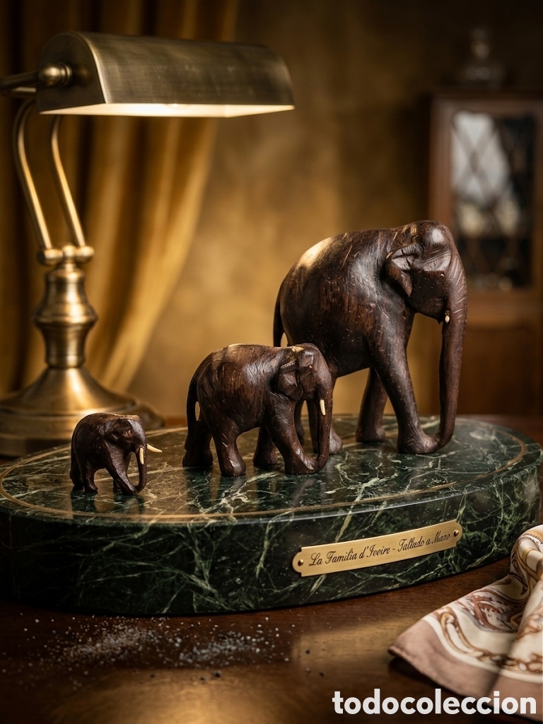 Antig&uuml;edades: Familia de elefantes de madera