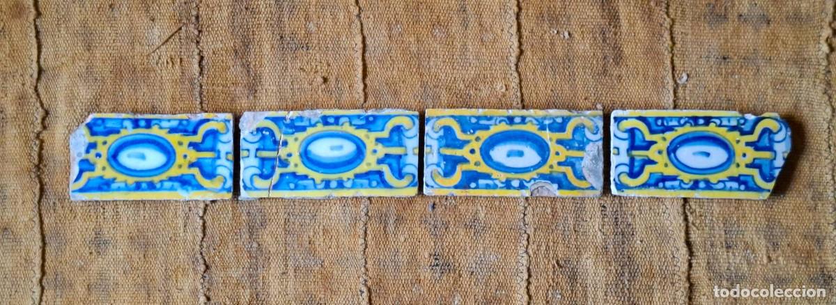 Antig&uuml;edades: CENEFA 4 AZULEJOS TALAVERA DE LA REINA - S XVI-XVII