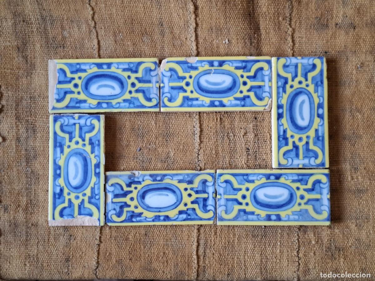 Antig&uuml;edades: Cenefa 6 Azulejos Talavera de la Reina- Principios S.XX