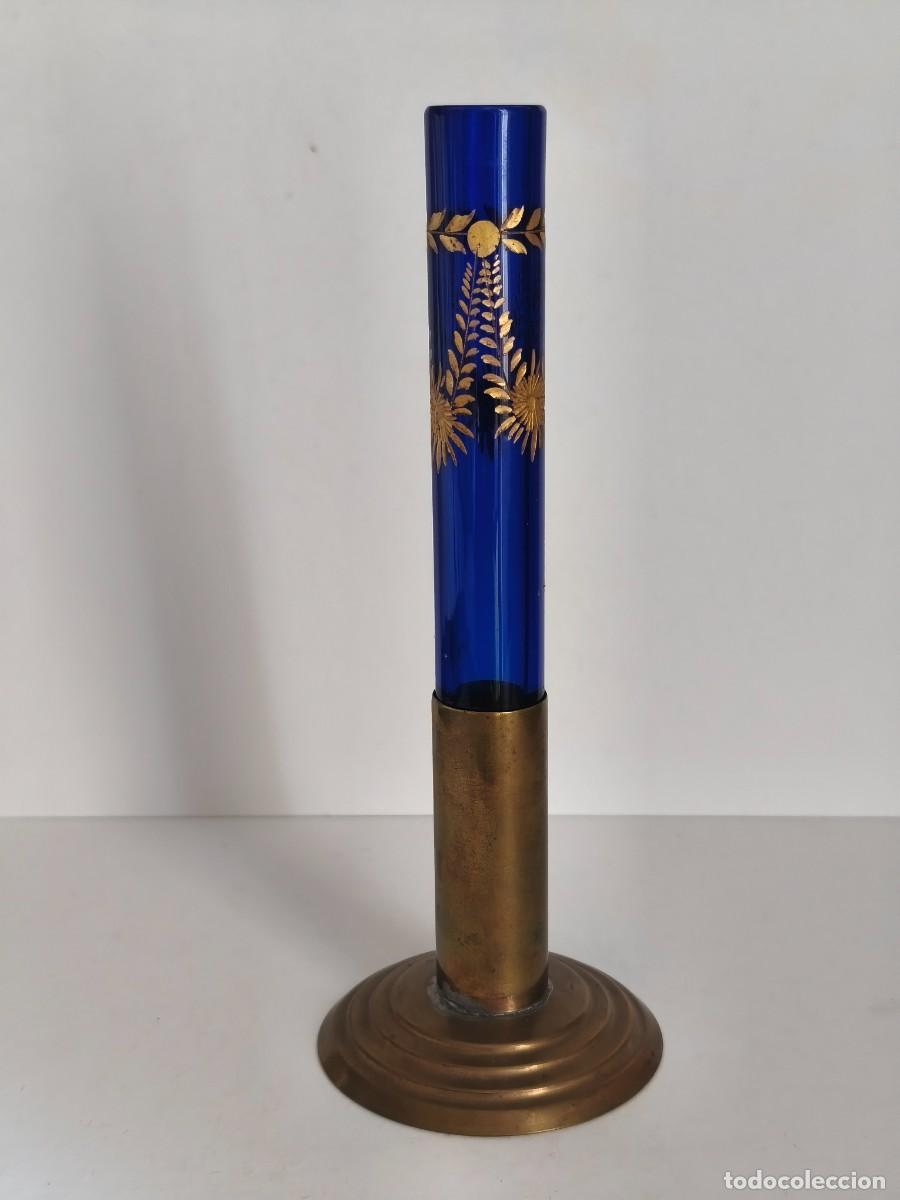 Antig&uuml;edades: VIOLETERO ART DECO EN CRISTAL AZUL COBALTO