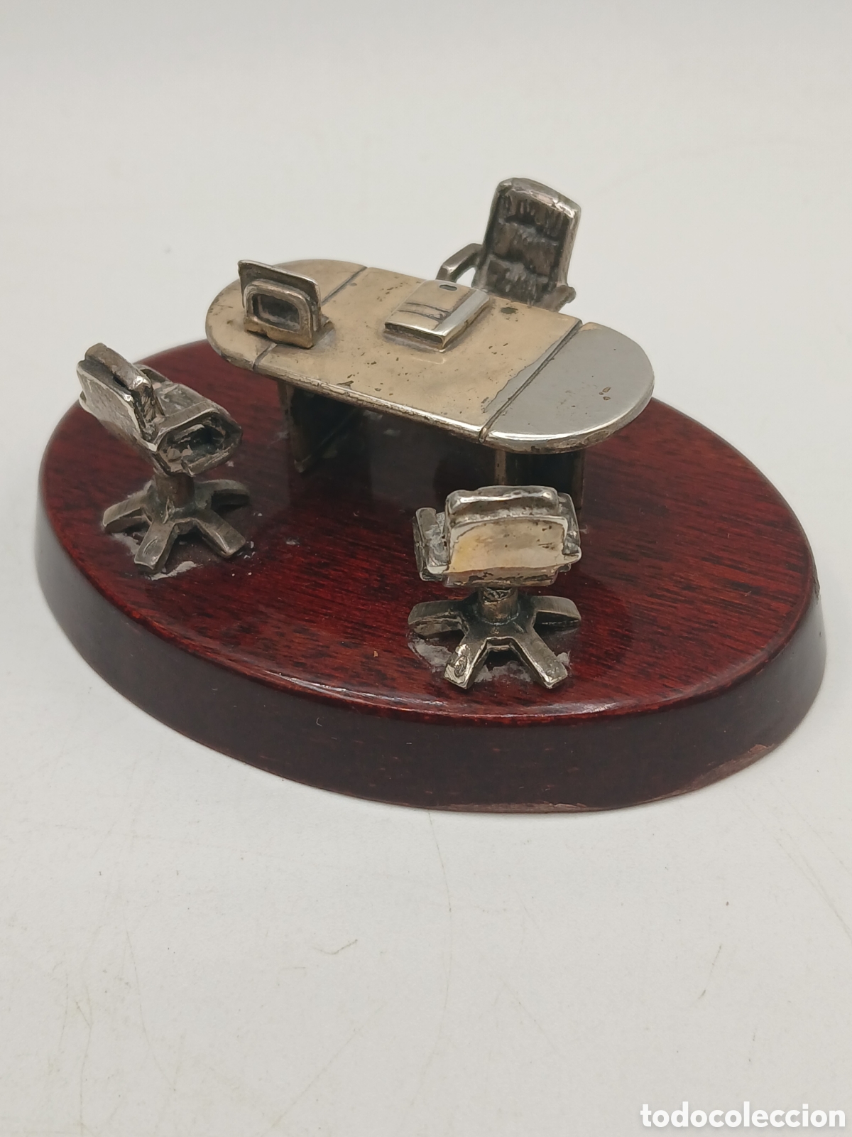 Antig&uuml;edades: Oficina. Miniatura en plata 925mls base madera - Foto 2