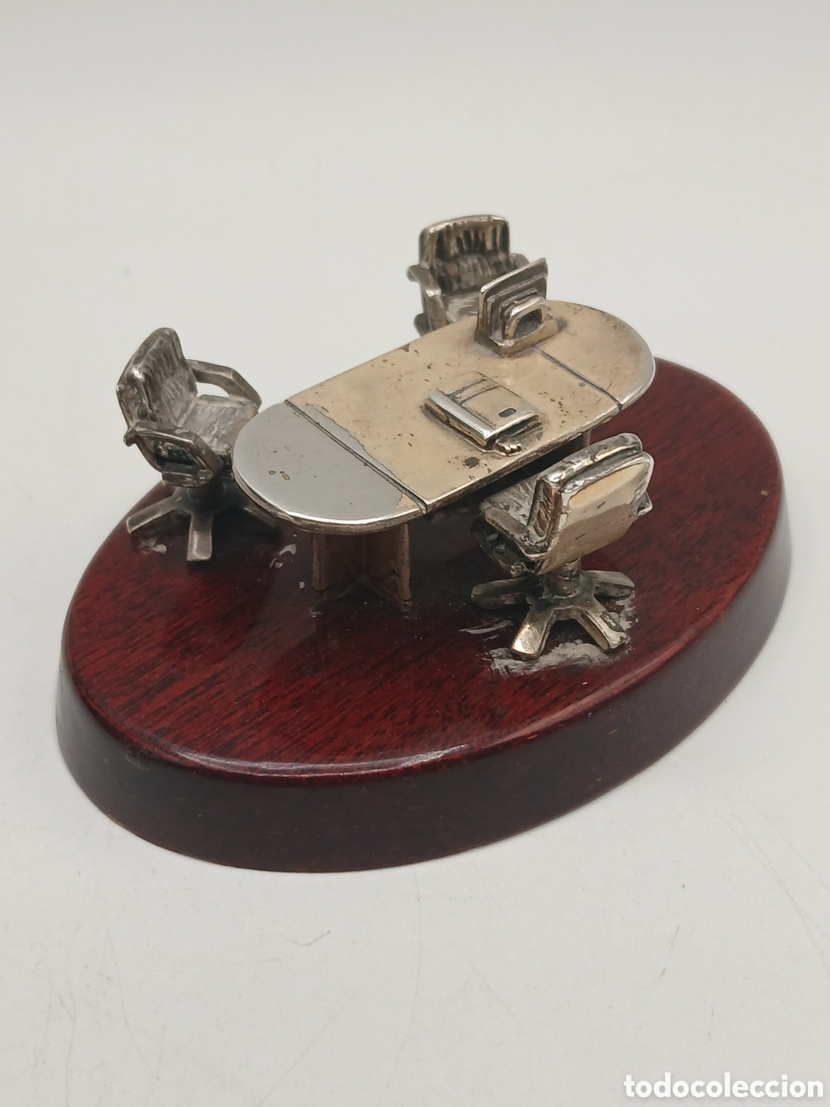 Antig&uuml;edades: Oficina. Miniatura en plata 925mls base madera - Foto 3