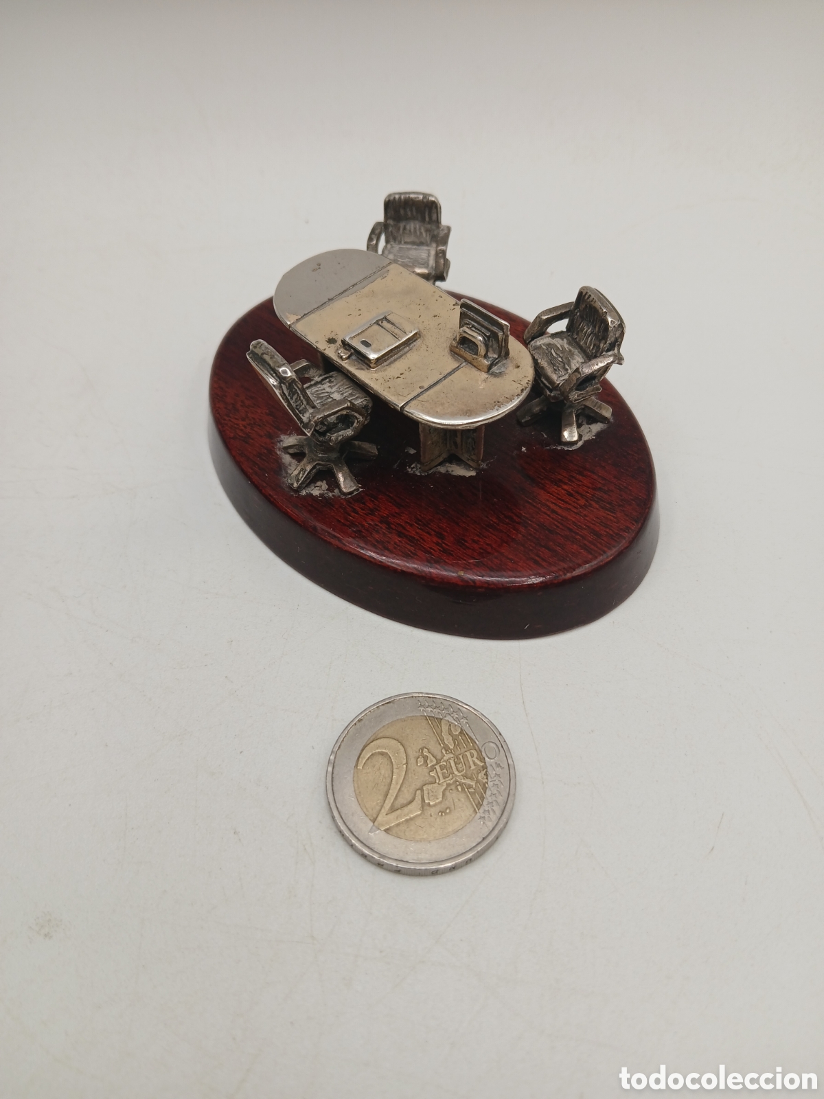 Antig&uuml;edades: Oficina. Miniatura en plata 925mls base madera - Foto 4
