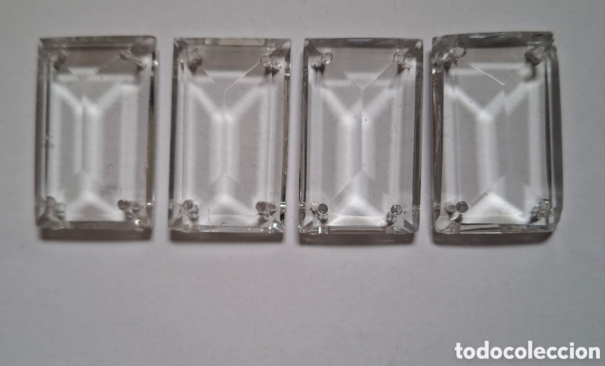 Antig&uuml;edades: L&Aacute;GRIMAS DE CRISTAL RECT&Aacute;NGULO FACETADO 40x25mm - 4 unidades