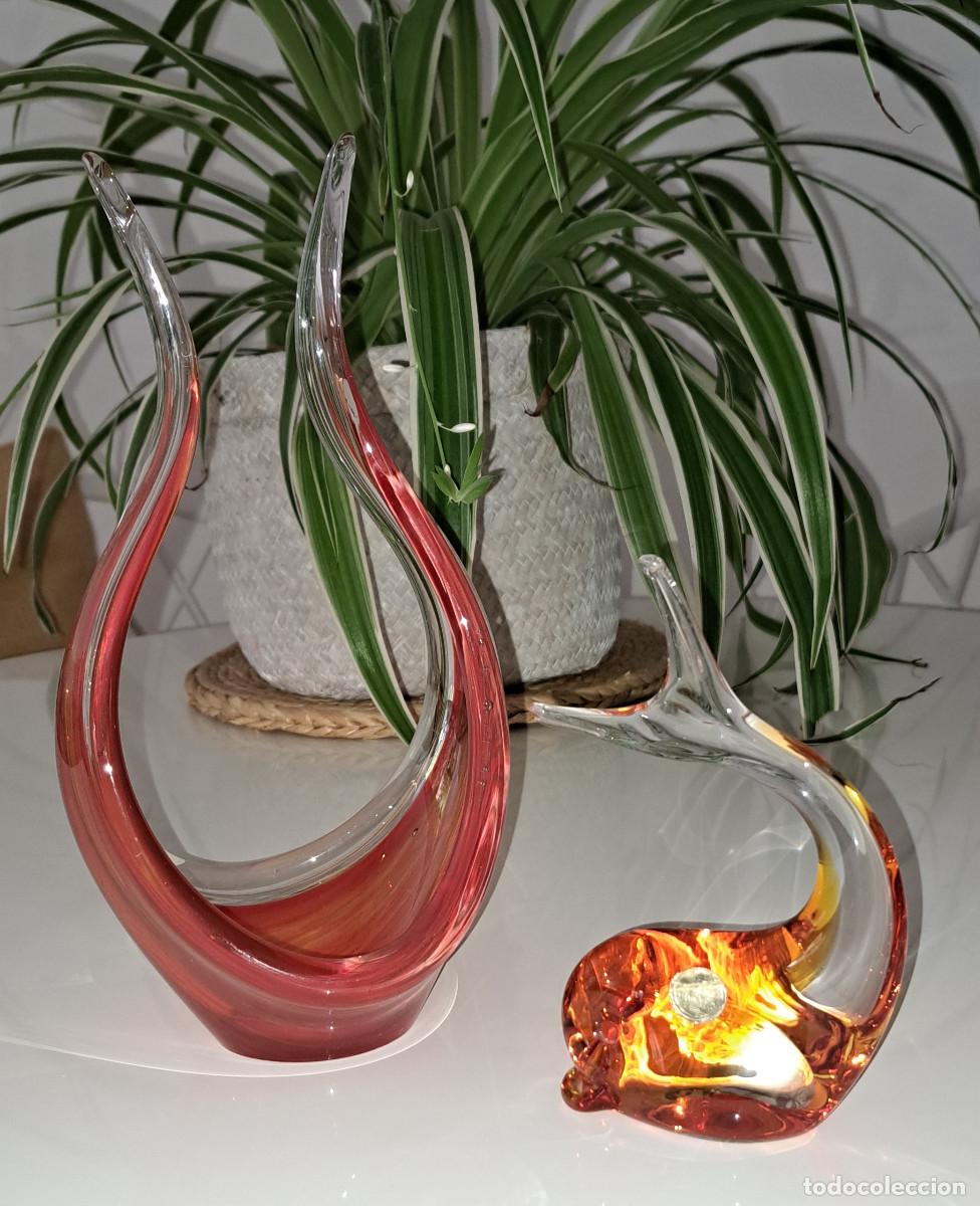 Antiquit&auml;ten: CENTRO DE MESA Y DELF&Iacute;N - CRISTAL DE MURANO - Made in ITALY