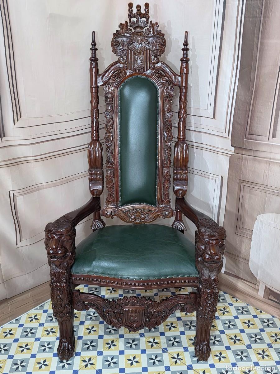 Antig&uuml;edades: Sill&oacute;n de trono estilo barroco - Foto 2