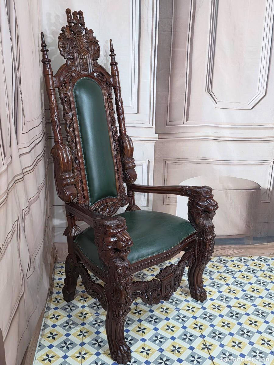 Antig&uuml;edades: Sill&oacute;n de trono estilo barroco - Foto 4