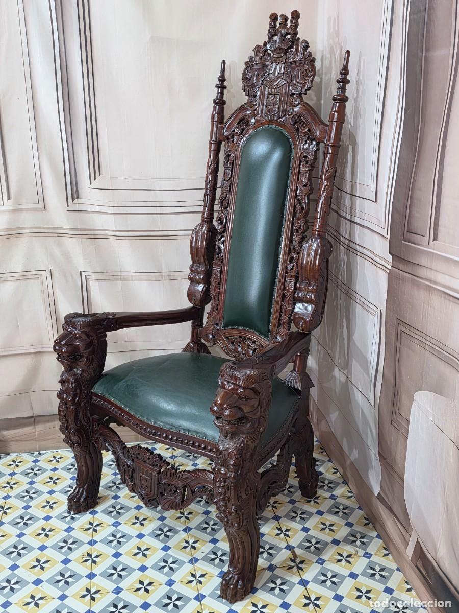 Antig&uuml;edades: Sill&oacute;n de trono estilo barroco - Foto 5