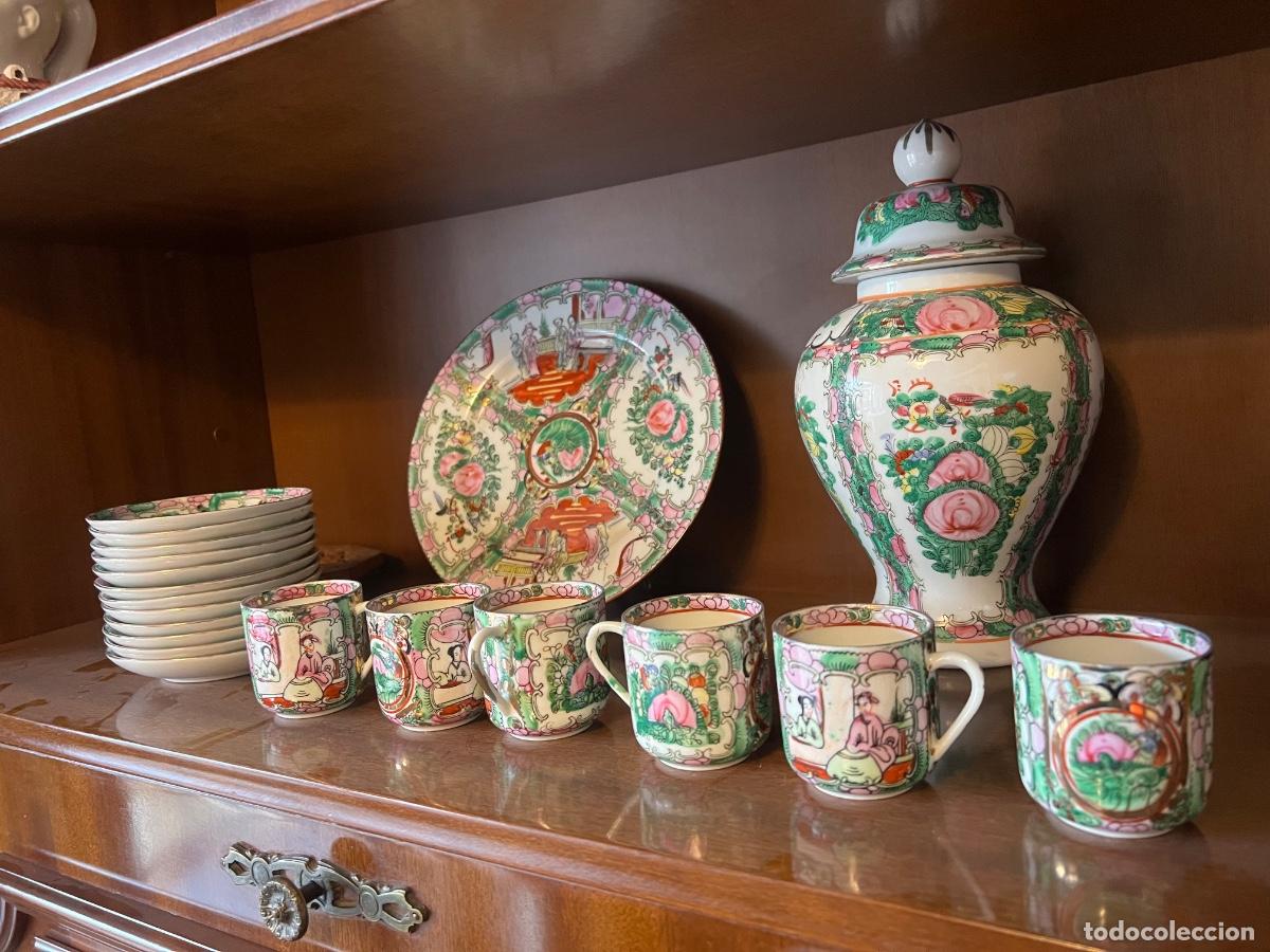 Antig&uuml;edades: Lote Porcelana China Antigua Rosa Cant&oacute;n