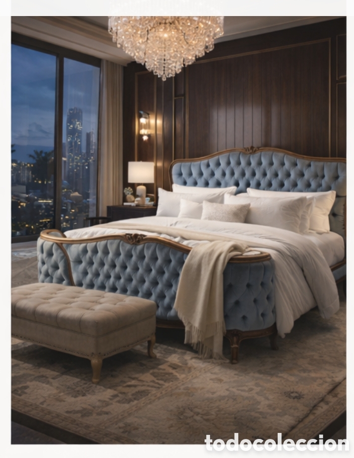Antig&uuml;edades: Cama Estilo Luis XV franc&eacute;s antigua capitone