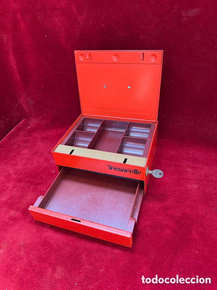 Antig&uuml;edades: Antigua caja de caudales Tresorette monedas y billetes!