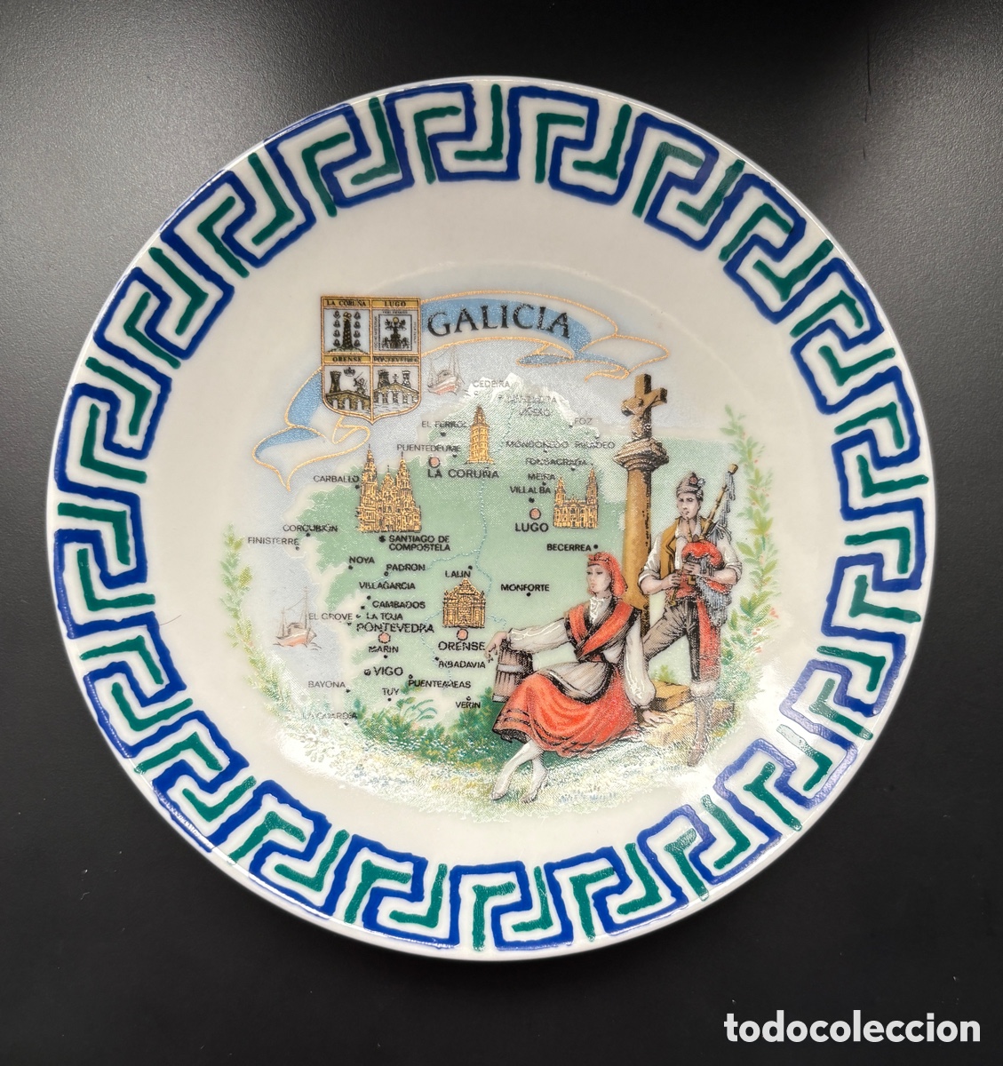 Antig&uuml;edades: (L814) Plato decorativo souvenir GALICIA &middot; Porcelanas ELYCA &middot; Made in Spain &middot; a&ntilde;os 70-80 &middot; 12 cm