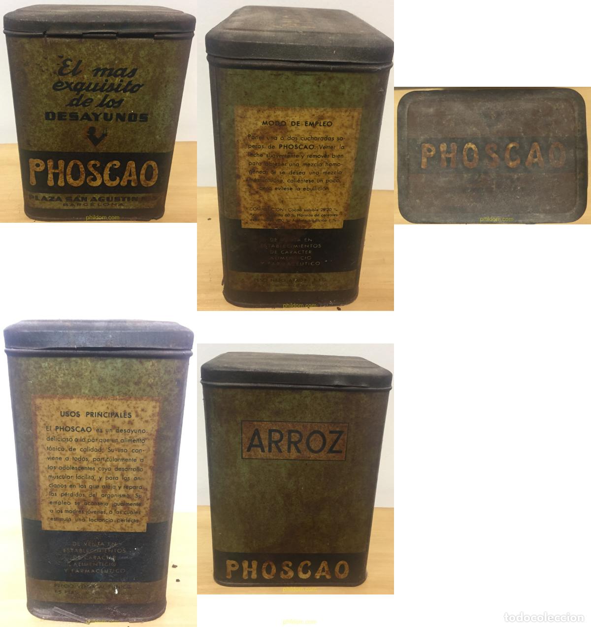 Antig&uuml;edades: CAJA DE LATA PHOSCAO, ARROZ