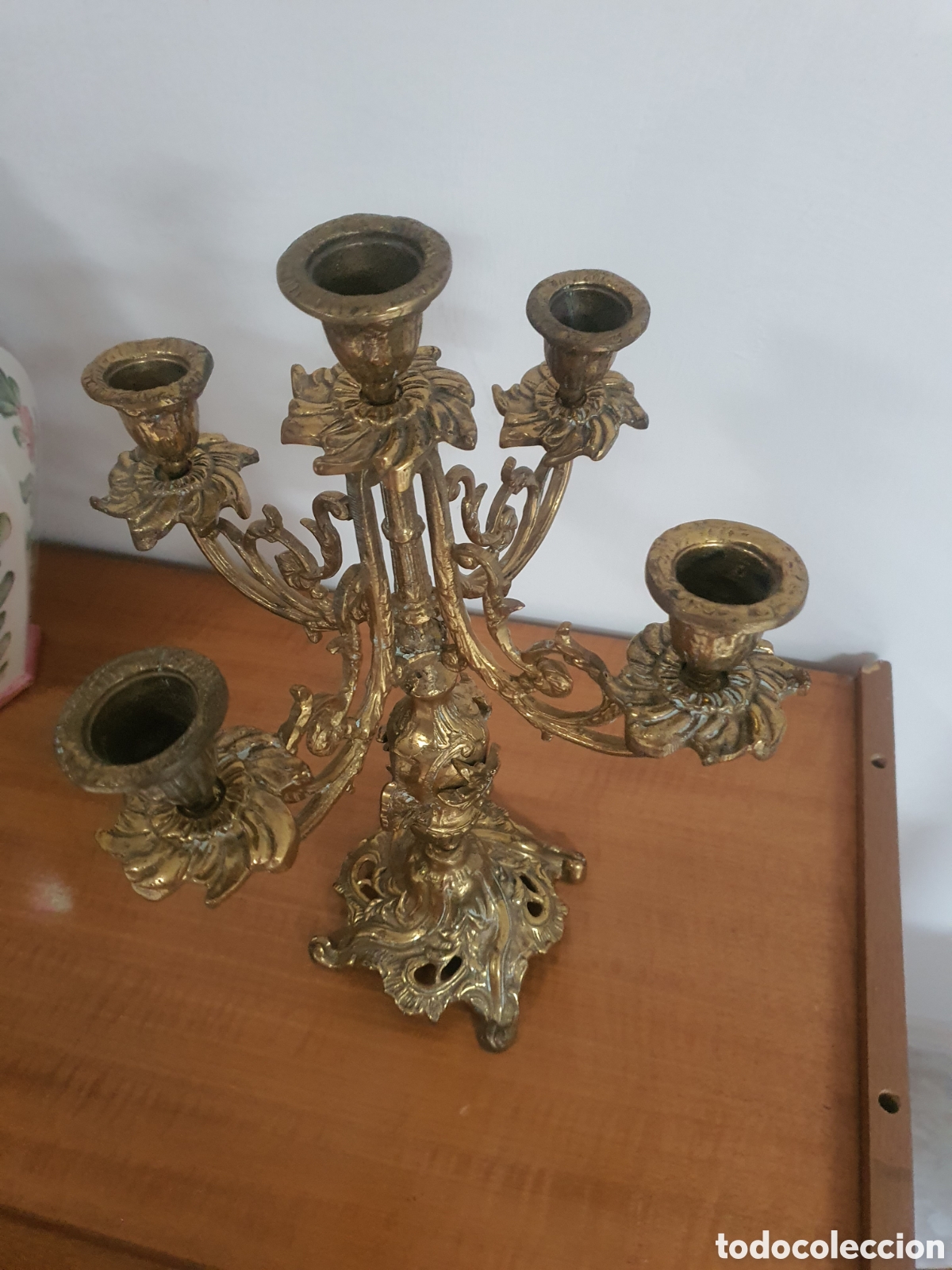 Antig&uuml;edades: candelabro bronce 5 brazos