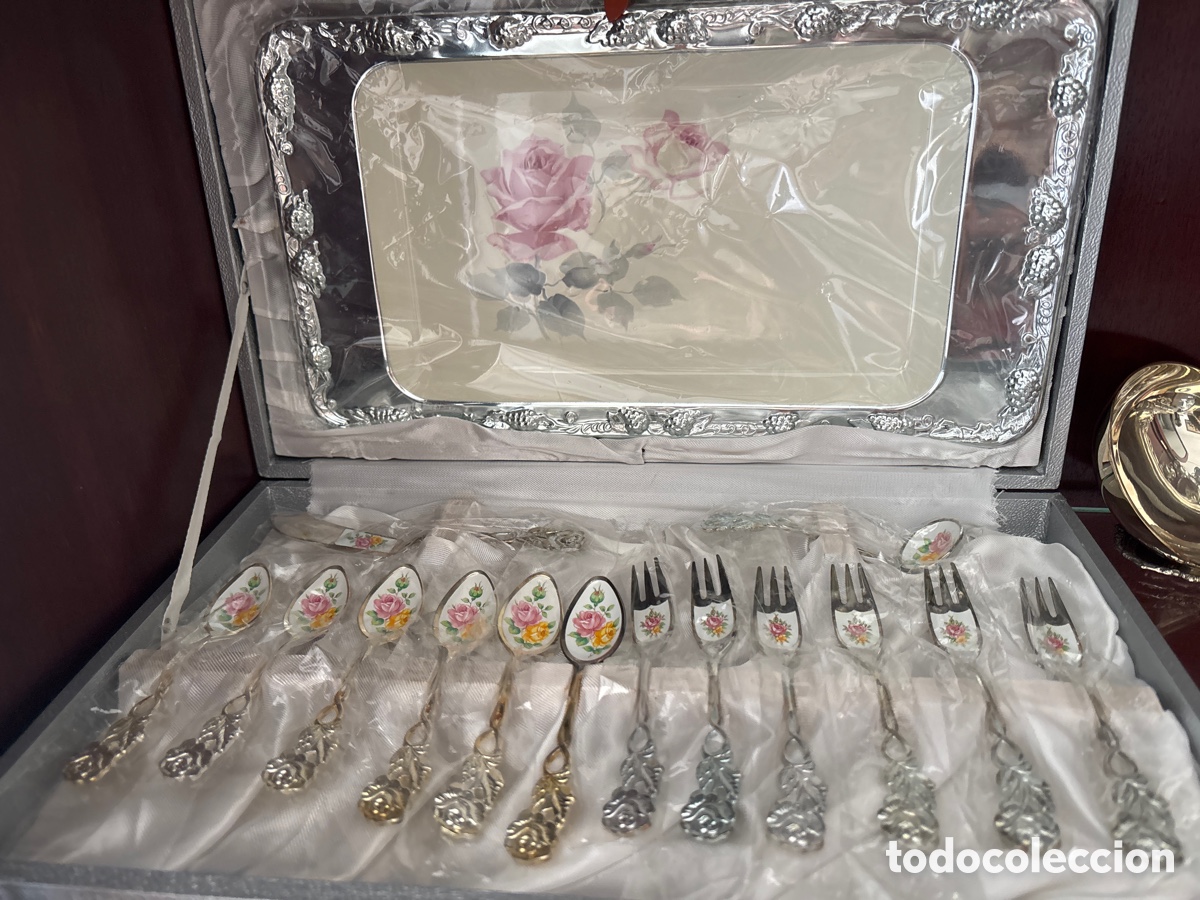 Antig&uuml;edades: Estuche postre caf&eacute; a estrenar - Foto 1