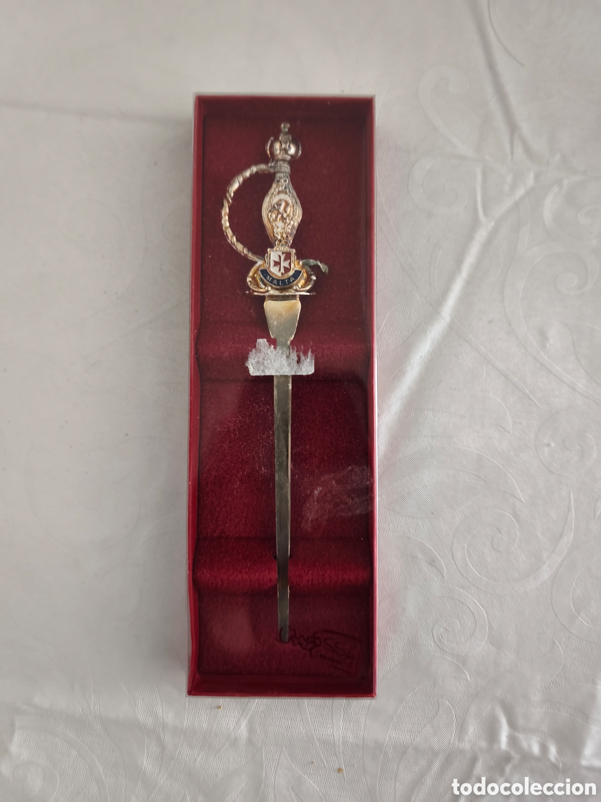 Antig&uuml;edades: Abrecartas Vintage Forma de Espada -abrecartas Souvenir de Malta (Estilo Toledo)