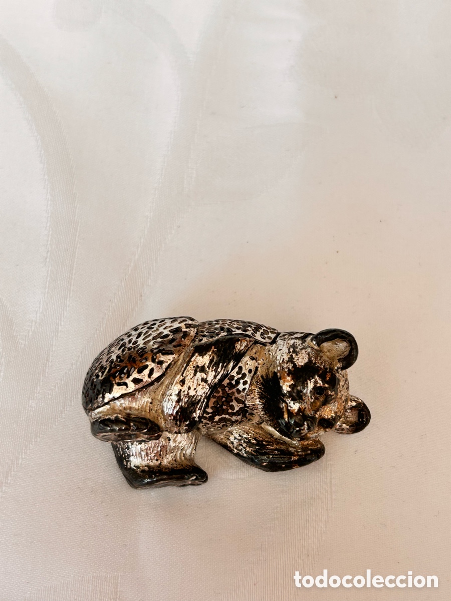 Antig&uuml;edades: Lote de dos figuras osito y conejito marca Cristofle.