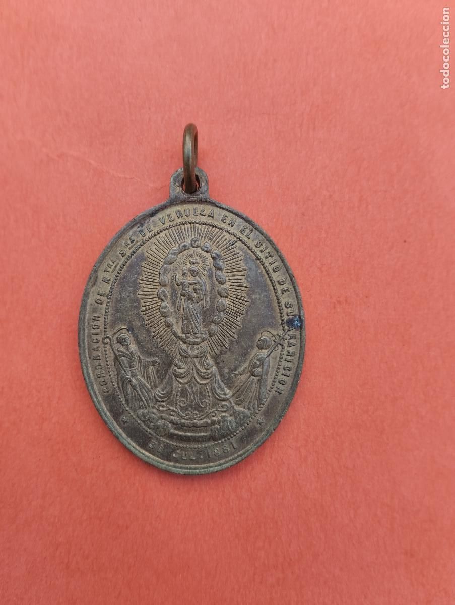 Antig&uuml;edades: MEDALLA DE LA APARICI&Oacute;N DE NUESTRA SE&Ntilde;ORA DE VERUELA ZARAGOZQ A PEDRO DE ALTARES 1881