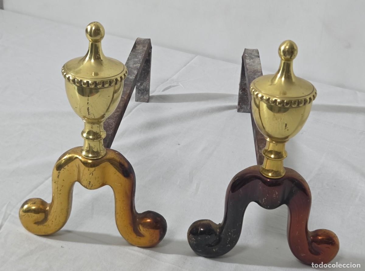 Antig&uuml;edades: Pareja de morillos en hierro forjado y bronce - Foto 3