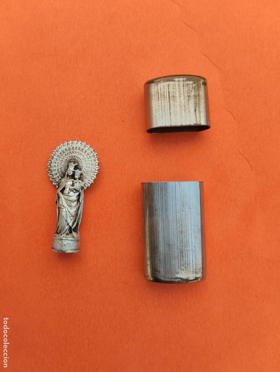 Antig&uuml;edades: ANTIGUA VIRGEN DEL PILAR ZARAGOZA EN ESTUCHE METALICO. 2,8CM