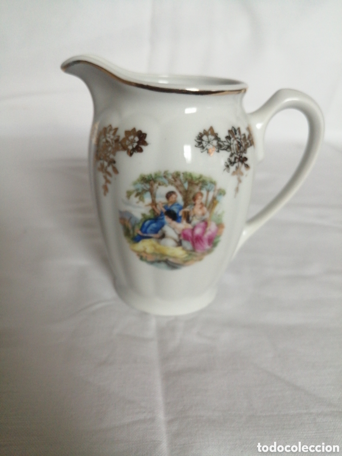 Antig&uuml;edades: Jarra lechera porcelana Santa Clara.